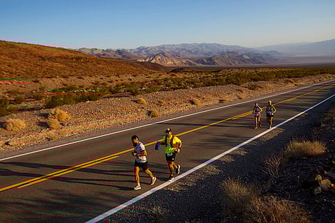 Runners during the world's toughest foot race in Death Valley
